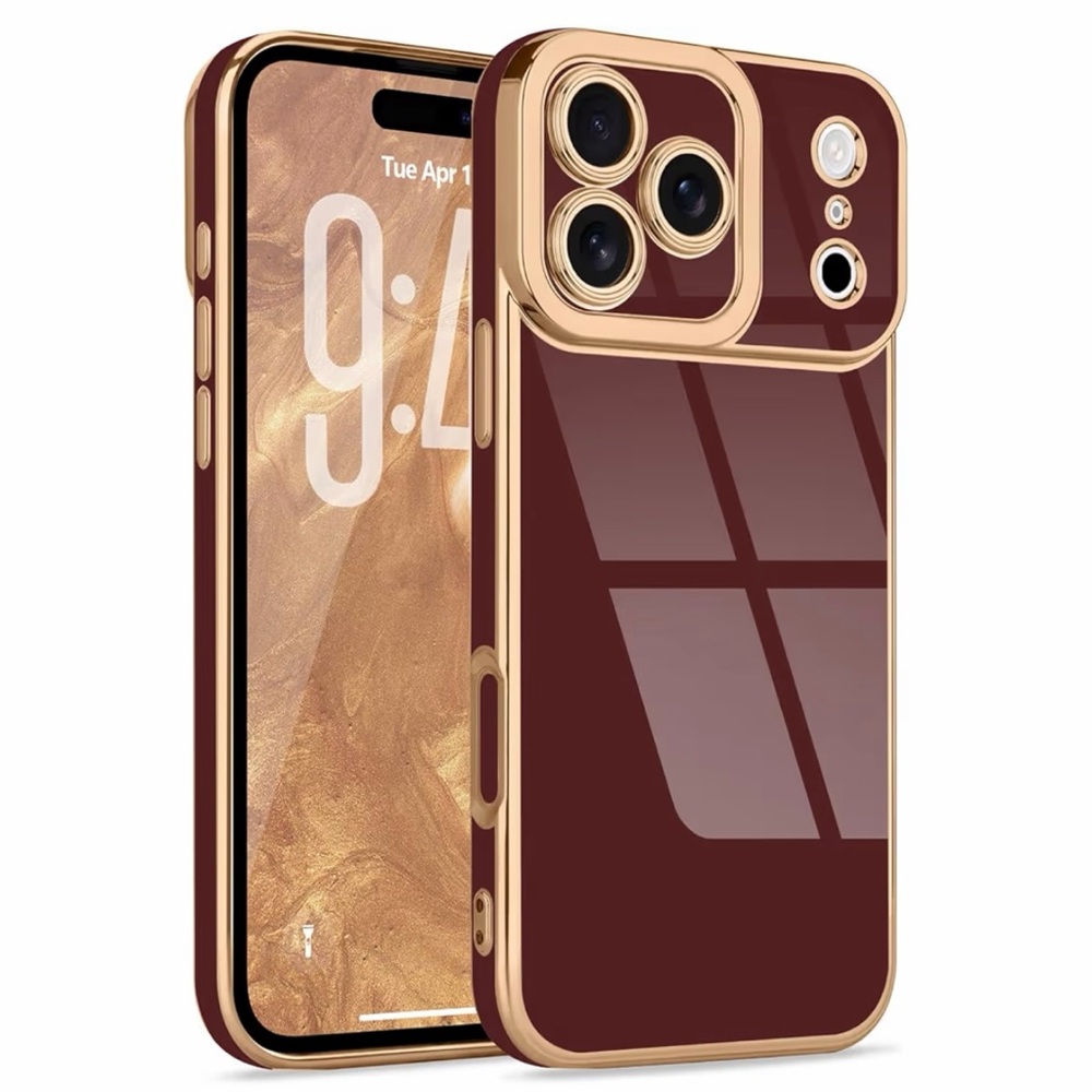 Burgundy iPhone 17 Pro Case w/ Gold Trim